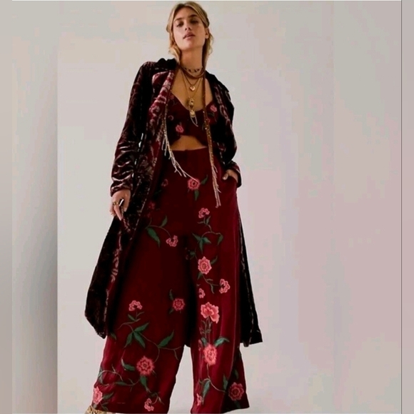 Free People Pants - New FP x Anna Sui Poppy Embroidered Set Size 2
